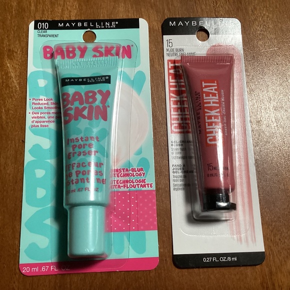 Maybelline Baby Skin Instant Pore Eraser 010 & Cheek Heat Gel-Cream Blush 15 - Picture 1 of 7